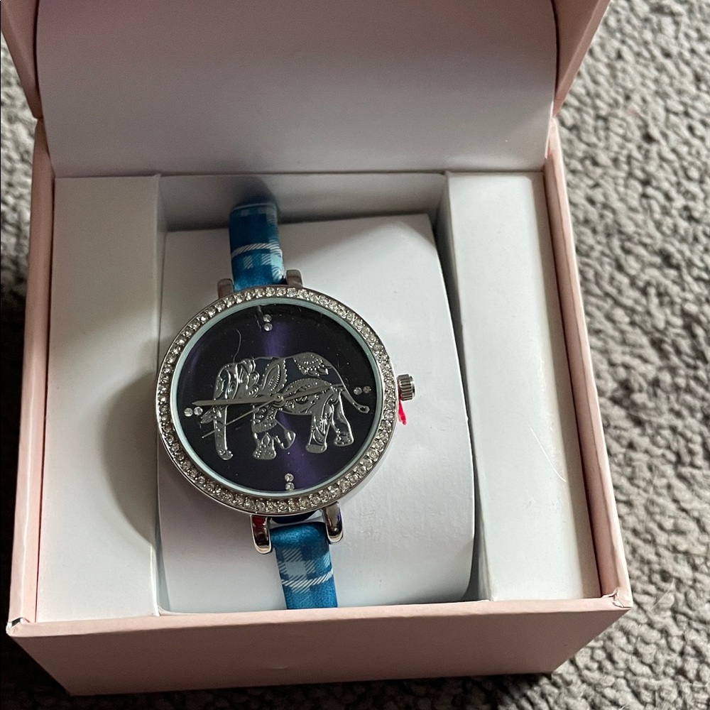 Unique Elephant Women's Watch with Blue Strap